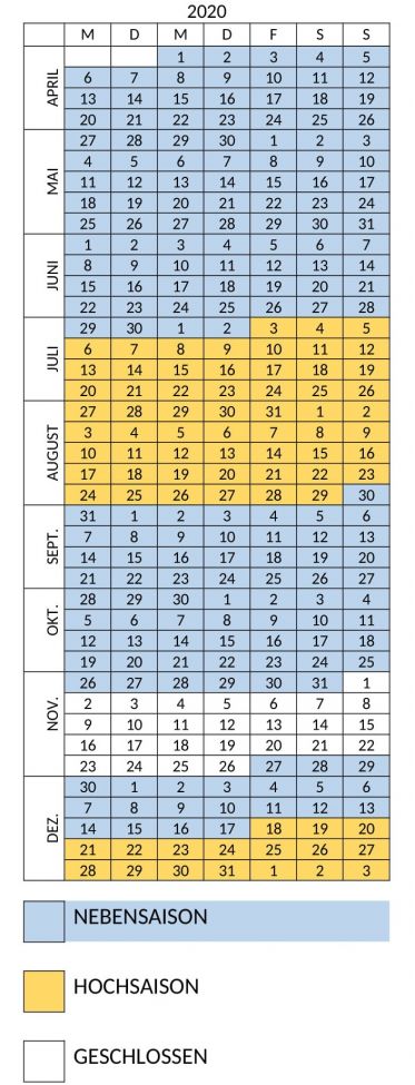 calendrier basse et haute saison 2020 DE-1 calendrier basse et haute saison 2020 DE-1